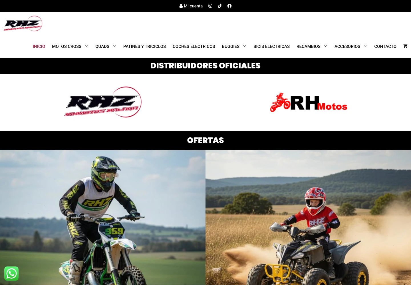 Portada de la antigua tienda RH Motos en WordPress y WooCommerce